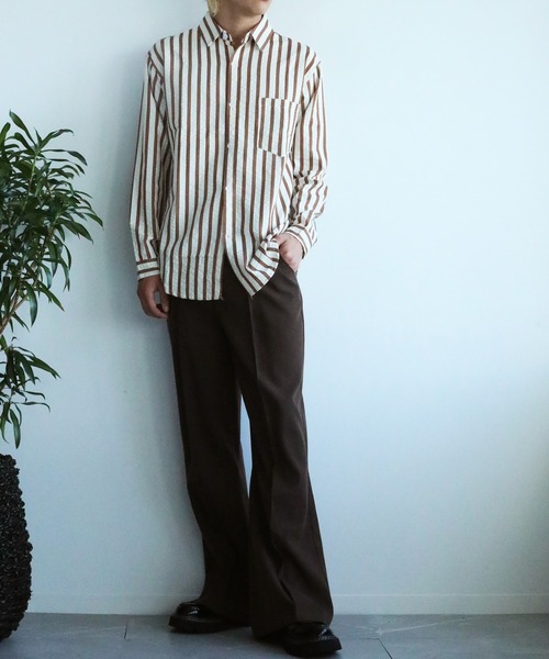 aimoha(アイモハ)の「aimoha mens スリムフィットストライプシャツ(シャツ/ブラウス・メンズ・ベージュ/グリーン/ブルー・X-LARGE/LARGE/XX-LARGE/MEDIUM)」の12枚目の写真