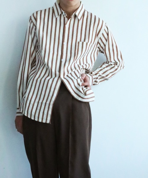 aimoha(アイモハ)の「aimoha mens スリムフィットストライプシャツ(シャツ/ブラウス・メンズ・ベージュ/グリーン/ブルー・X-LARGE/LARGE/XX-LARGE/MEDIUM)」の14枚目の写真