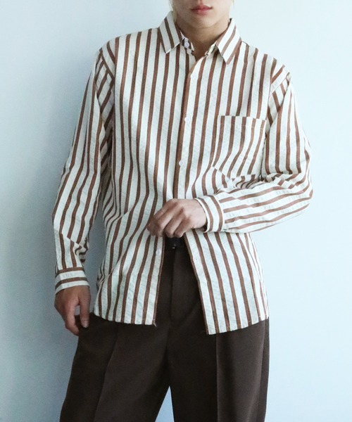 aimoha(アイモハ)の「aimoha mens スリムフィットストライプシャツ(シャツ/ブラウス・メンズ・ベージュ/グリーン/ブルー・X-LARGE/LARGE/XX-LARGE/MEDIUM)」の10枚目の写真