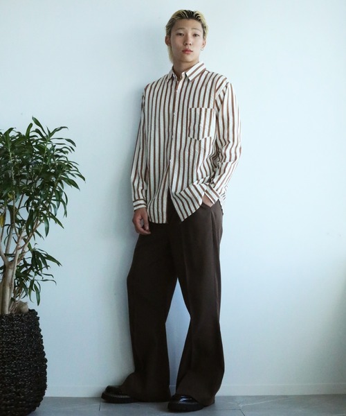 aimoha(アイモハ)の「aimoha mens スリムフィットストライプシャツ(シャツ/ブラウス・メンズ・ベージュ/グリーン/ブルー・X-LARGE/LARGE/XX-LARGE/MEDIUM)」の15枚目の写真