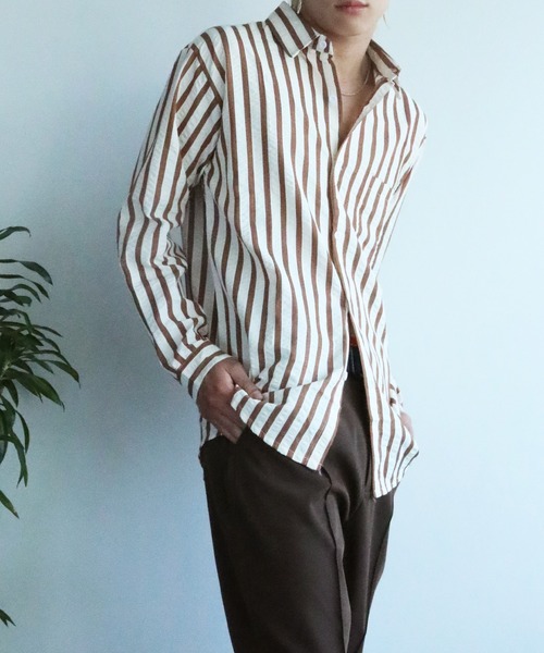 aimoha(アイモハ)の「aimoha mens スリムフィットストライプシャツ(シャツ/ブラウス・メンズ・ベージュ/グリーン/ブルー・X-LARGE/LARGE/XX-LARGE/MEDIUM)」の16枚目の写真