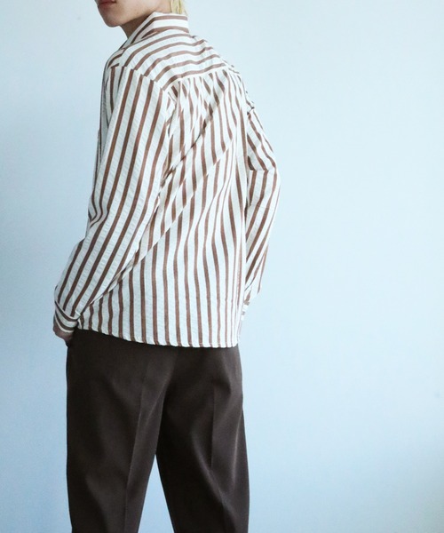 aimoha(アイモハ)の「aimoha mens スリムフィットストライプシャツ(シャツ/ブラウス・メンズ・ベージュ/グリーン/ブルー・X-LARGE/LARGE/XX-LARGE/MEDIUM)」の17枚目の写真