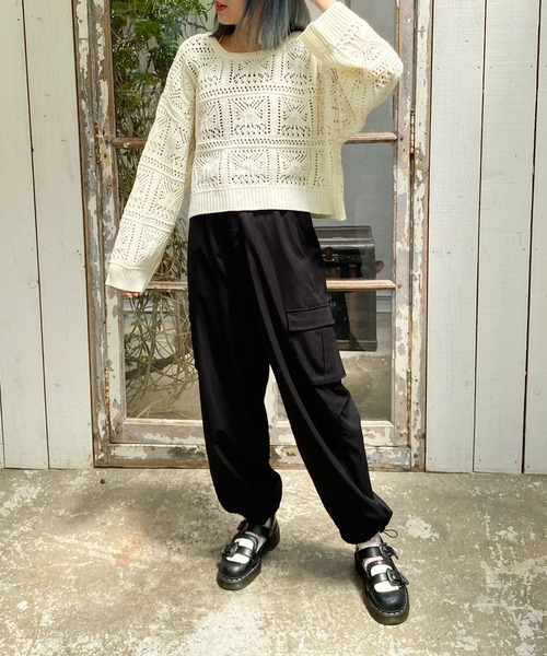 179/WG（イチナナキュウダブルジー）の「透かし編みリボンカーディガン（カーディガン/ボレロ・レディース・オフホワイト/ブラック/ピンク・FREE）」の18枚目の写真