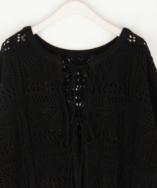179/WG（イチナナキュウダブルジー）の「透かし編みリボンカーディガン（カーディガン/ボレロ・レディース・オフホワイト/ブラック/ピンク・FREE）」の8枚目の写真