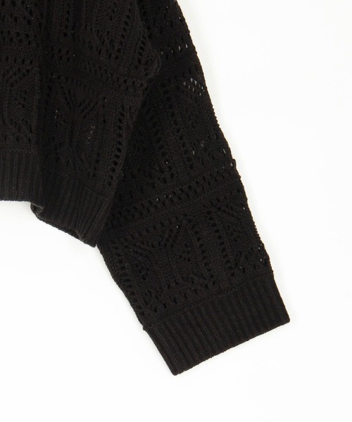179/WG（イチナナキュウダブルジー）の「透かし編みリボンカーディガン（カーディガン/ボレロ・レディース・オフホワイト/ブラック/ピンク・FREE）」の9枚目の写真