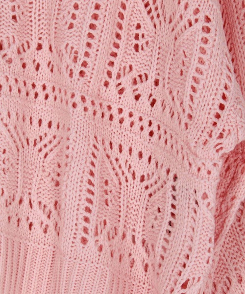 179/WG（イチナナキュウダブルジー）の「透かし編みリボンカーディガン（カーディガン/ボレロ・レディース・オフホワイト/ブラック/ピンク・FREE）」の10枚目の写真