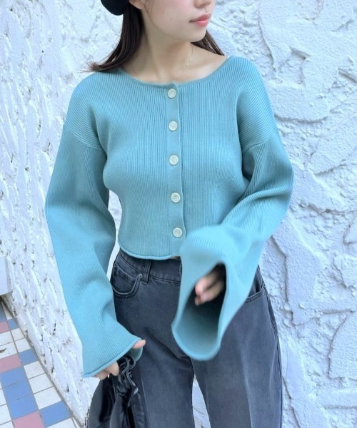 FREE'S MART（フリーズマート）の「【グリーンカラーWEB限定】前後2Wayレースアップカーディガン（カーディガン/ボレロ・レディース・ホワイト/ピンク/グリーン/ブラック・FREE）」の4枚目の写真