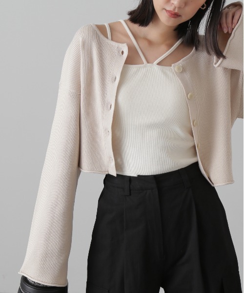 FREE'S MART（フリーズマート）の「【グリーンカラーWEB限定】前後2Wayレースアップカーディガン（カーディガン/ボレロ・レディース・ホワイト/ピンク/グリーン/ブラック・FREE）」の17枚目の写真