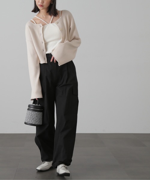 FREE'S MART（フリーズマート）の「【グリーンカラーWEB限定】前後2Wayレースアップカーディガン（カーディガン/ボレロ・レディース・ホワイト/ピンク/グリーン/ブラック・FREE）」の21枚目の写真