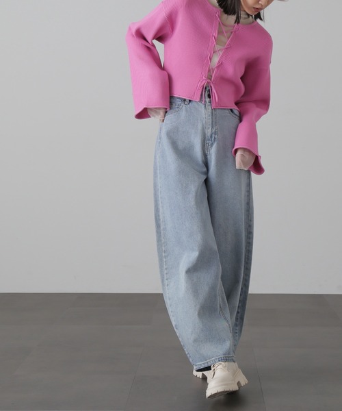 FREE'S MART（フリーズマート）の「【グリーンカラーWEB限定】前後2Wayレースアップカーディガン（カーディガン/ボレロ・レディース・ホワイト/ピンク/グリーン/ブラック・FREE）」の5枚目の写真