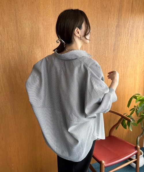 IamI 切替チェックシャツ♥︎ ikka｜7分袖オックスブロックスチェック切り替えシャツ | Rakuten