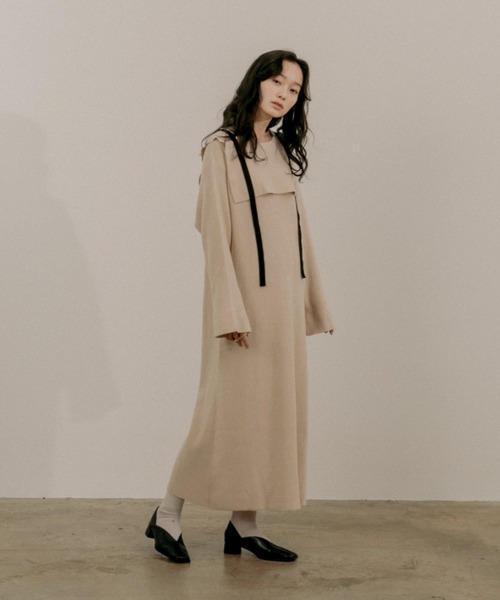moi tytto（モイテュット）の「紐付きセーラーニットワンピース（ワンピース・レディース・ブラック/ベージュ/ナチュラル・FREE）」の12枚目の写真