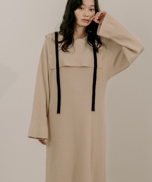 moi tytto（モイテュット）の「紐付きセーラーニットワンピース（ワンピース・レディース・ブラック/ベージュ/ナチュラル・FREE）」の15枚目の写真