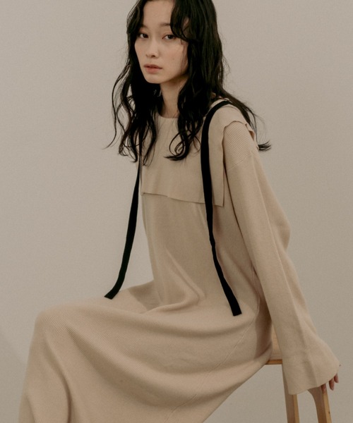moi tytto（モイテュット）の「紐付きセーラーニットワンピース（ワンピース・レディース・ブラック/ベージュ/ナチュラル・FREE）」の18枚目の写真