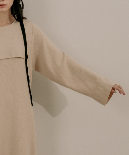 moi tytto（モイテュット）の「紐付きセーラーニットワンピース（ワンピース・レディース・ブラック/ベージュ/ナチュラル・FREE）」の21枚目の写真