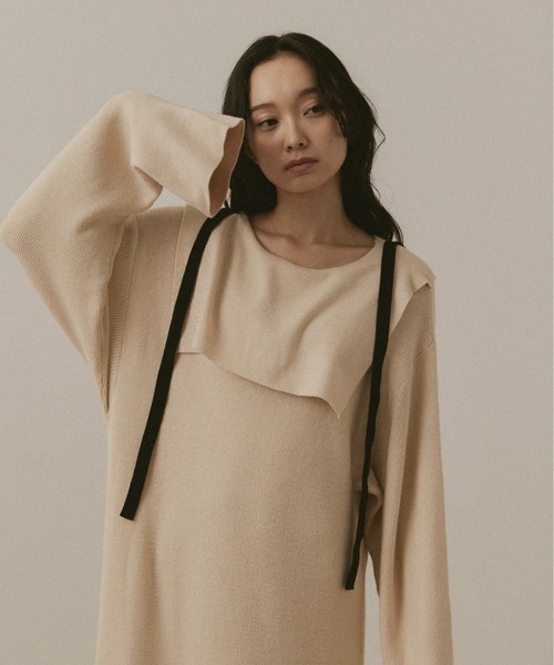 moi tytto（モイテュット）の「紐付きセーラーニットワンピース（ワンピース・レディース・ブラック/ベージュ/ナチュラル・FREE）」の22枚目の写真