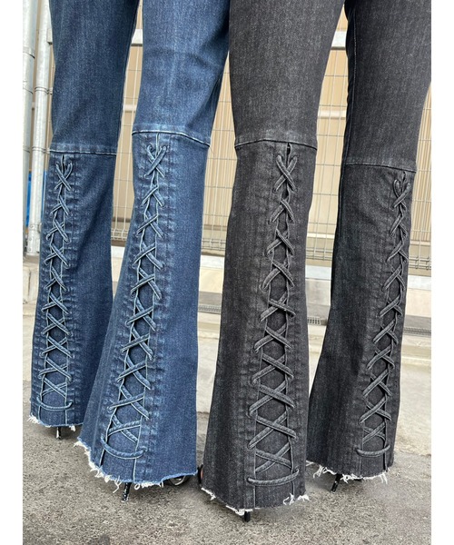 EGOIST（エゴイスト）の「Backレースアップフレアデニムパンツ（デニムパンツ・レディース・ブラック/ネイビー・S/M/SS）」の8枚目の写真