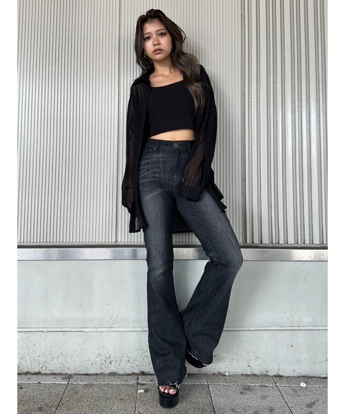 EGOIST（エゴイスト）の「Backレースアップフレアデニムパンツ（デニムパンツ・レディース・ブラック/ネイビー・S/M/SS）」の9枚目の写真