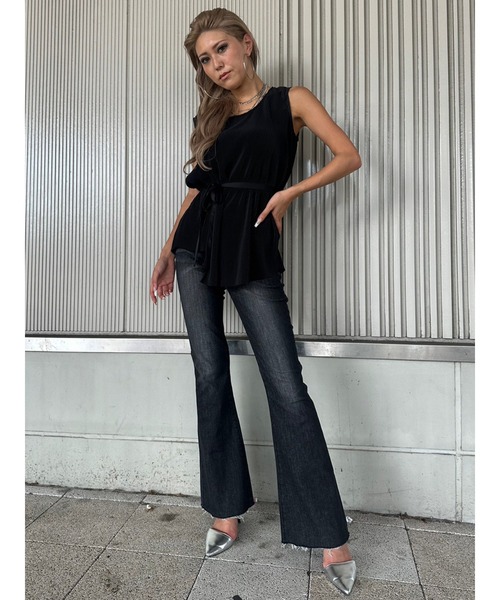 EGOIST（エゴイスト）の「Backレースアップフレアデニムパンツ（デニムパンツ・レディース・ブラック/ネイビー・S/M/SS）」の12枚目の写真