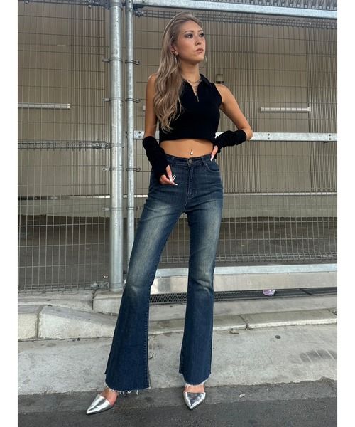 EGOIST（エゴイスト）の「Backレースアップフレアデニムパンツ（デニムパンツ・レディース・ブラック/ネイビー・S/M/SS）」の18枚目の写真