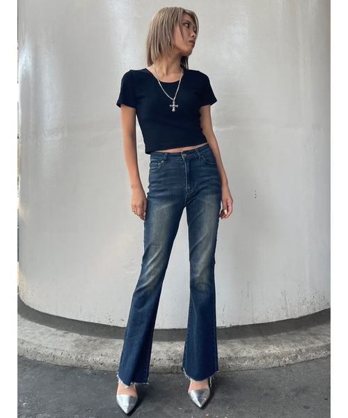 EGOIST（エゴイスト）の「Backレースアップフレアデニムパンツ（デニムパンツ・レディース・ブラック/ネイビー・S/M/SS）」の21枚目の写真