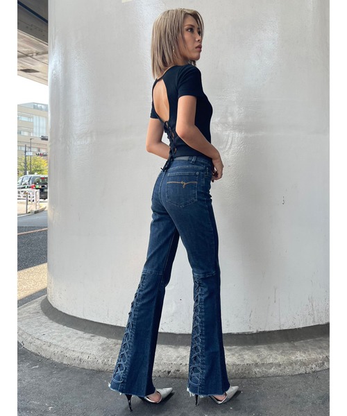 EGOIST（エゴイスト）の「Backレースアップフレアデニムパンツ（デニムパンツ・レディース・ブラック/ネイビー・S/M/SS）」の22枚目の写真
