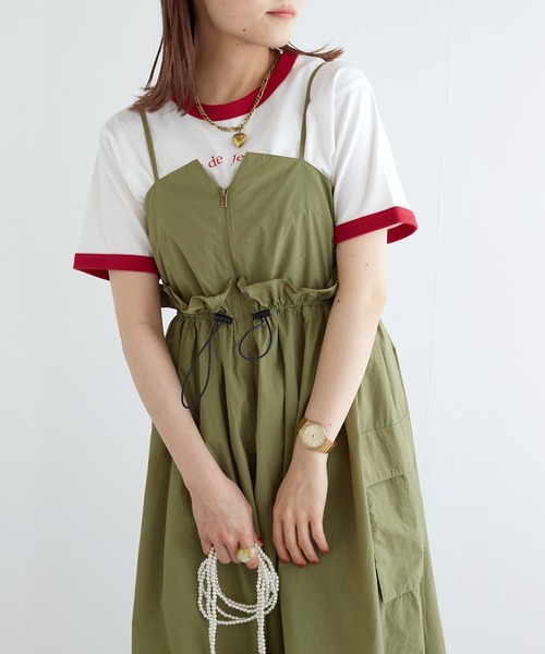 w closet（ダブルクローゼット）の「カーゴナイロンキャミワンピース（ワンピース・レディース・ブラック/ライトカーキ/グレイッシュベージュ/ブラウン/スミクロ・FREE）」の18枚目の写真