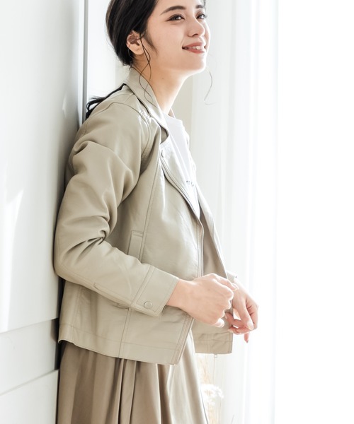 TRIANGLE PALETTE（トライアングルパレット）の「Wライダースジャケット（ライダースジャケット・レディース・ブラック/アイボリー・M）」の19枚目の写真