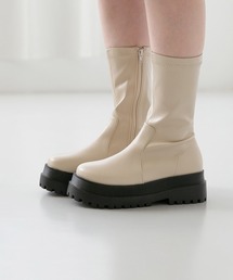 ストレッチ 厚底 ミドルブーツ