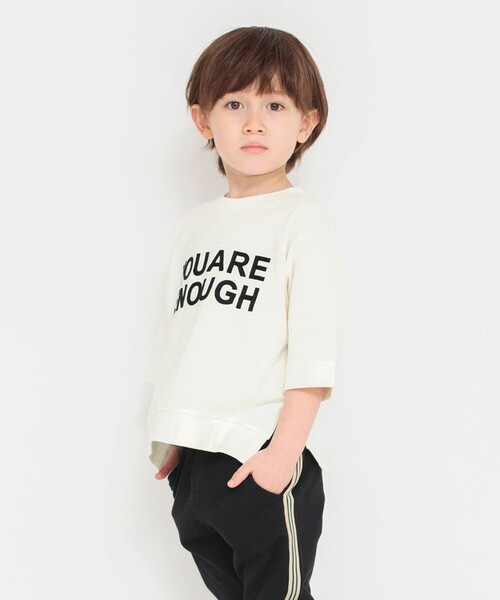 BRANSHES(ブランシェス)の「ロゴアップリケ7分袖Tシャツ(Tシャツ/カットソー・キッズ・チャコールグレー/オフホワイト・120/110/140/90/130/100/150)」の9枚目の写真