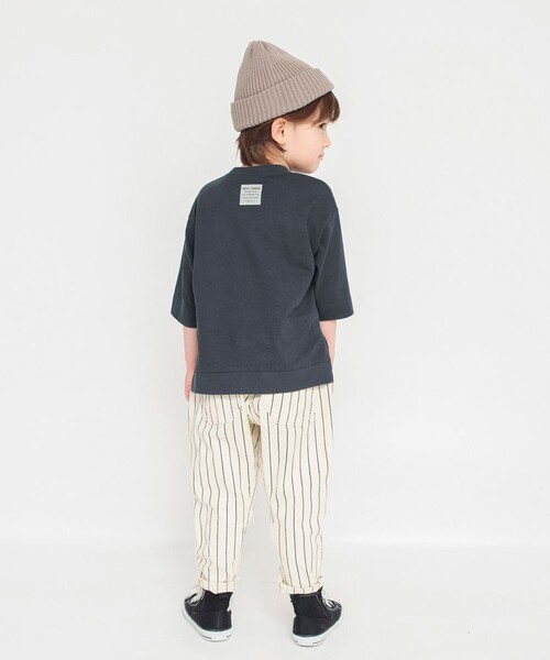 BRANSHES(ブランシェス)の「ロゴアップリケ7分袖Tシャツ(Tシャツ/カットソー・キッズ・チャコールグレー/オフホワイト・120/110/140/90/130/100/150)」の6枚目の写真