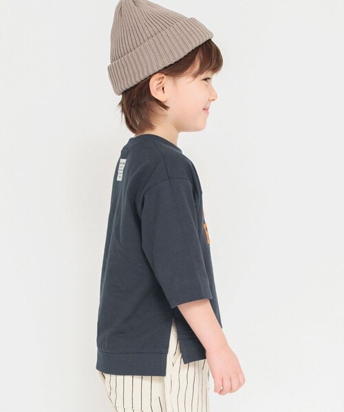 BRANSHES(ブランシェス)の「ロゴアップリケ7分袖Tシャツ(Tシャツ/カットソー・キッズ・チャコールグレー/オフホワイト・120/110/140/90/130/100/150)」の19枚目の写真