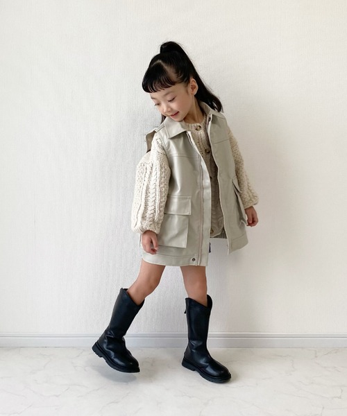 CIAOPANIC TYPY(チャオパニックティピー)の「【KIDS】【WEB限定】フェイクレザーベスト(ベスト・キッズ・アイボリー/ブラック・M/XL/XXL)」の18枚目の写真