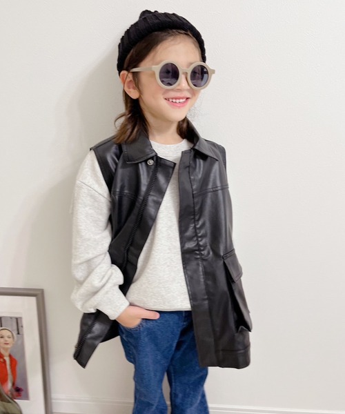 CIAOPANIC TYPY(チャオパニックティピー)の「【KIDS】【WEB限定】フェイクレザーベスト(ベスト・キッズ・アイボリー/ブラック・M/XL/XXL)」の20枚目の写真