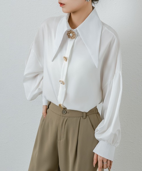 ブラウス シャツ 「Abor」Form Sleeve Design Shirt Dress/フォルムスリーヴ デザインシャツドレス レディース S～M】レギュラーカラーシャツ【長袖/多機能/ウォッシャブル