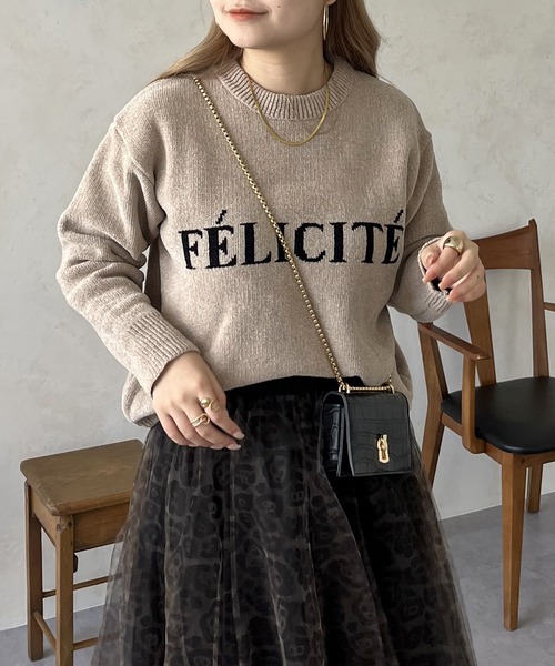 prose verse（プロズヴェール）の「ジャガードロゴニット（ニット/セーター・レディース・ネイビー/ベージュ/ブラック・ﾌﾘ-）」の5枚目の写真