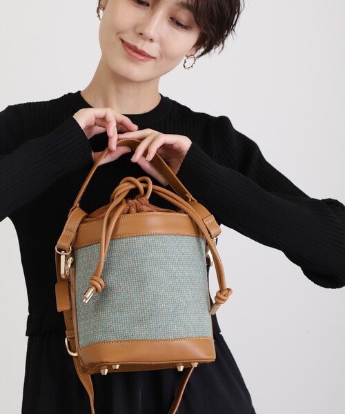 N.（N. Natural Beauty Basic）（エヌエヌナチュラルビューティーベーシック）の「◆バケツ型チェックショルダーバッグ（ビジネスバッグ・レディース・キャメル/ブラウン・ﾌﾘ-）」の7枚目の写真