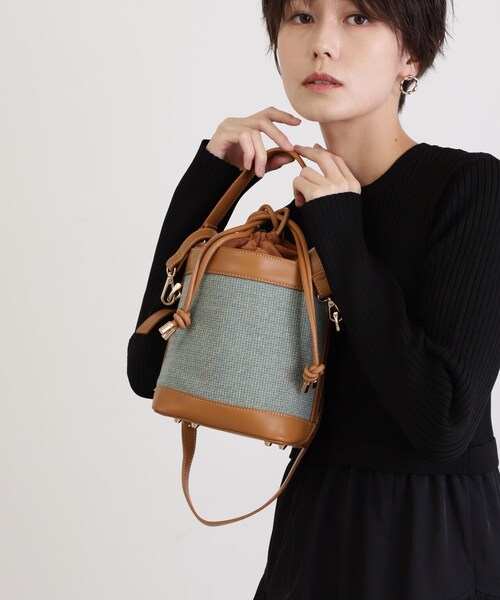 N.（N. Natural Beauty Basic）（エヌエヌナチュラルビューティーベーシック）の「◆バケツ型チェックショルダーバッグ（ビジネスバッグ・レディース・キャメル/ブラウン・ﾌﾘ-）」の8枚目の写真
