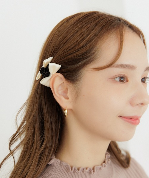 flower(フラワー)の「ベビーリボンクリップ 2ピース(バレッタ/ヘアクリップ・レディース・アイボリー/ブラック・FREE)」の12枚目の写真