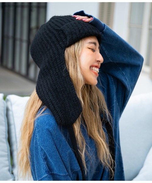 anap mimpi(アナップミンピ)の「ニットフライトキャップ(ニットキャップ/ビーニー・レディース・ベージュ/ブラック/グレー・FREE)」の12枚目の写真