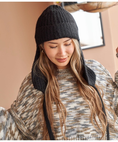 anap mimpi(アナップミンピ)の「ニットフライトキャップ(ニットキャップ/ビーニー・レディース・ベージュ/ブラック/グレー・FREE)」の11枚目の写真
