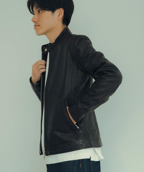 ITEMS URBANRESEARCH（アイテムズ アーバンリサーチ）の「ゴートレザー シングライダースジャケット（ライダースジャケット・メンズ・ブラック・LARGE/MEDIUM）」の4枚目の写真