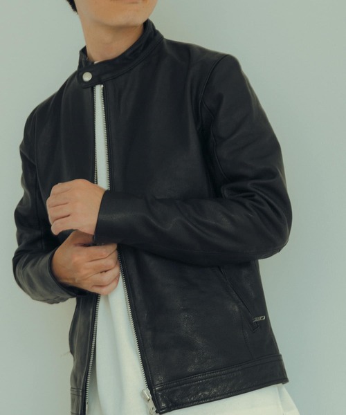 ITEMS URBANRESEARCH（アイテムズ アーバンリサーチ）の「ゴートレザー シングライダースジャケット（ライダースジャケット・メンズ・ブラック・LARGE/MEDIUM）」の5枚目の写真