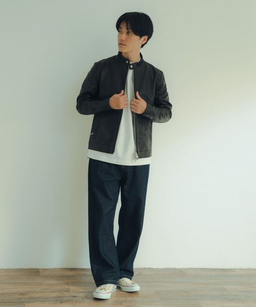 ITEMS URBANRESEARCH（アイテムズ アーバンリサーチ）の「ゴートレザー シングライダースジャケット（ライダースジャケット・メンズ・ブラック・LARGE/MEDIUM）」の6枚目の写真