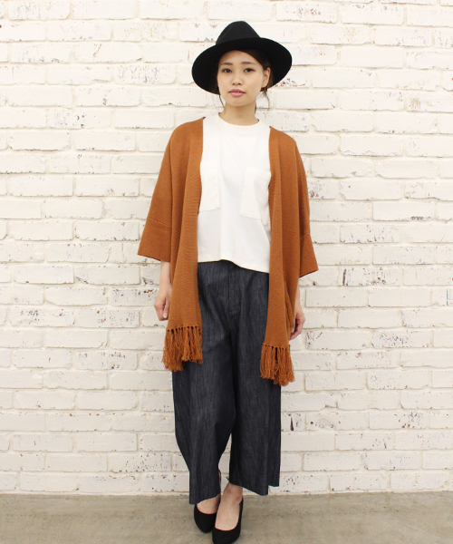 CIAOPANIC(チャオパニック)の「【Ciaopanic】裾フリンジニットカーディガン(カーディガン/ボレロ・レディース・ホワイト/ブラック/キャメル・FREE)」の3枚目の写真