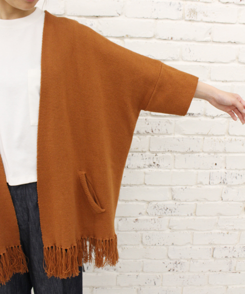 CIAOPANIC(チャオパニック)の「【Ciaopanic】裾フリンジニットカーディガン(カーディガン/ボレロ・レディース・ホワイト/ブラック/キャメル・FREE)」の8枚目の写真