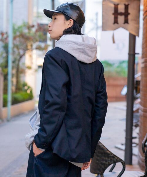 【極美品 完売品】現行タグ 洗える スマートストレッチテーラードジャケット 紺 アウトレット】2wayストレッチ トロピカルダブルジャケット 紺