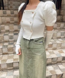 SPIGA | ｱｰﾑｶﾊﾞｰ付ﾀﾞﾌﾞﾙﾎﾞﾀﾝﾆｯﾄﾄｯﾌﾟｽ(ニット/セーター)