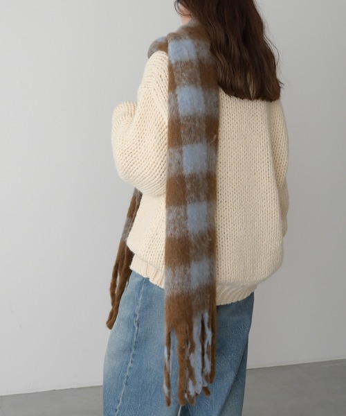 CANAL JEAN(キャナルジーン)の「El mar ブロックチェックフリンジストール(ストール/ショール・レディース・ホワイト×ブラック/サックスブルー/グリーン系その他・ONE SIZE)」の12枚目の写真