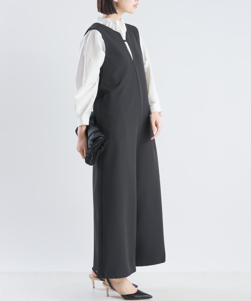 PICCIN（ピッチン）の「ツインクロスディープVサロペット（サロペット/オーバーオール・レディース・ベージュ/ブラック・M/L）」の7枚目の写真